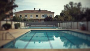 Piscina privada ya construida en una vivienda unifamiliar para ilustrar el proceso de legalización administrativa